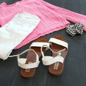 Steve Madden, adjustable, white sandals.